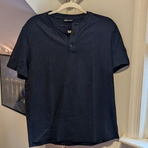 SHEIN Black Short-Sleeve Henley Tee